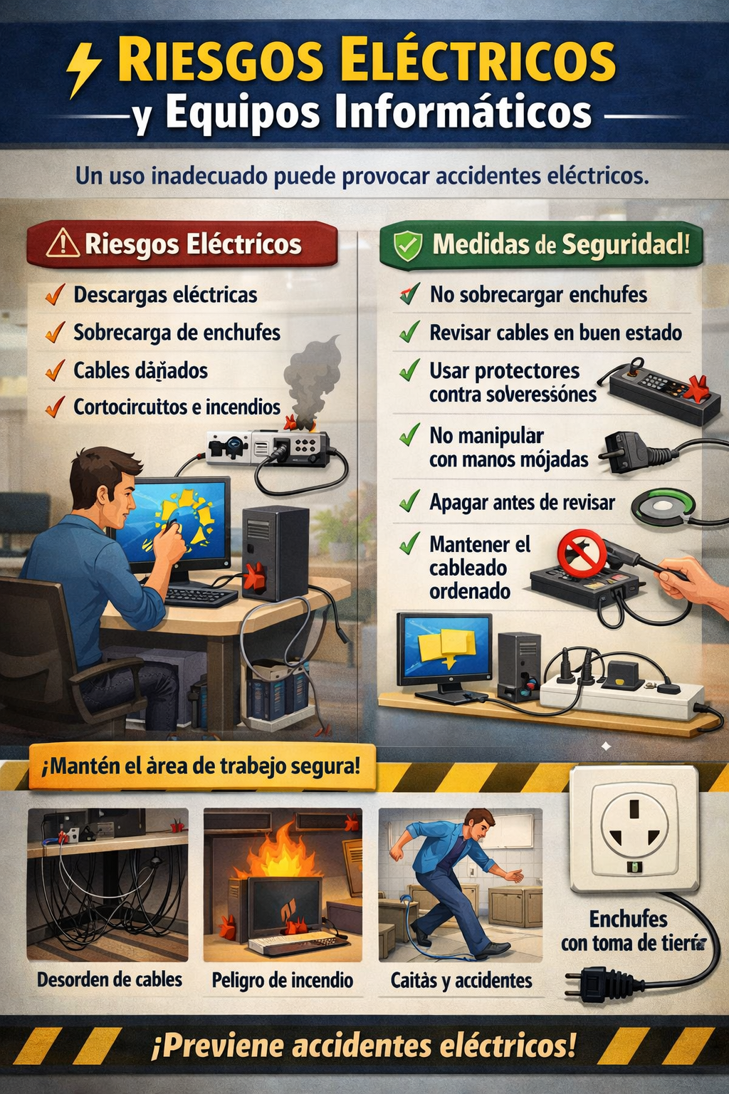 Riesgos eléctricos en equipos informáticos